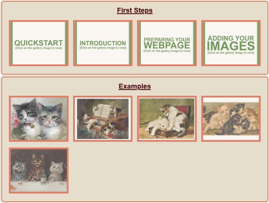 A screenshot of the 'collection' galleries the widget makes, using the 'Strawberries and Cream' style.